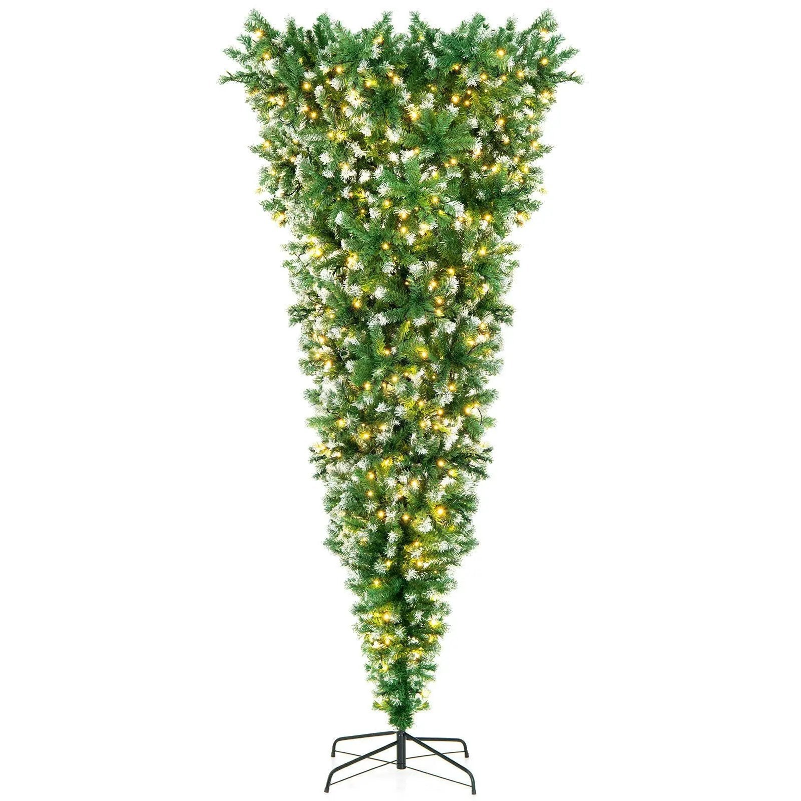 7.5 Feet Pre-Lit Snowy Upside Down Christmas Tree 1100 Tips by DirectDeals