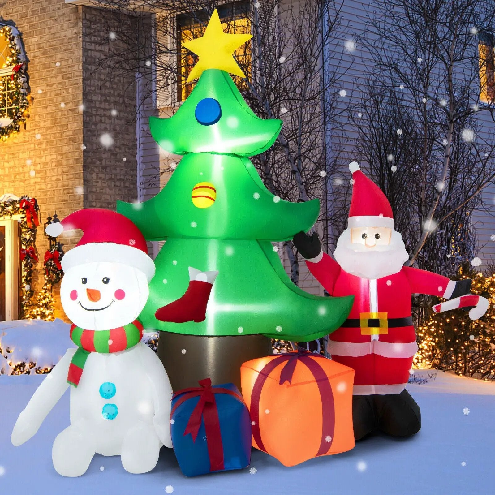 7.2 Feet Inflatable Lighted Christmas Decoration Tree with Santa Claus by DirectDeals
