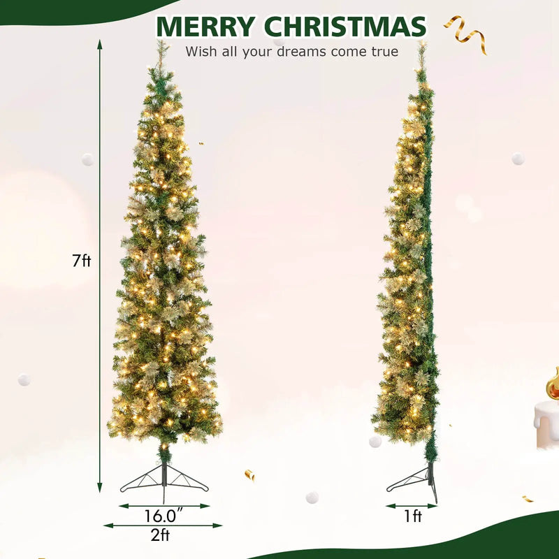 7 Feet Half Christmas Tree with Pine Needles and 150 Lights by DirectDeals