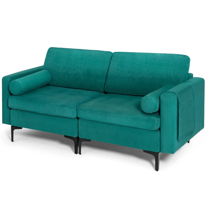 Modular 1/2/3/4-Seat L-Shaped Sectional Sofa Couch with Socket USB Port-2-Seat by DirectDeals