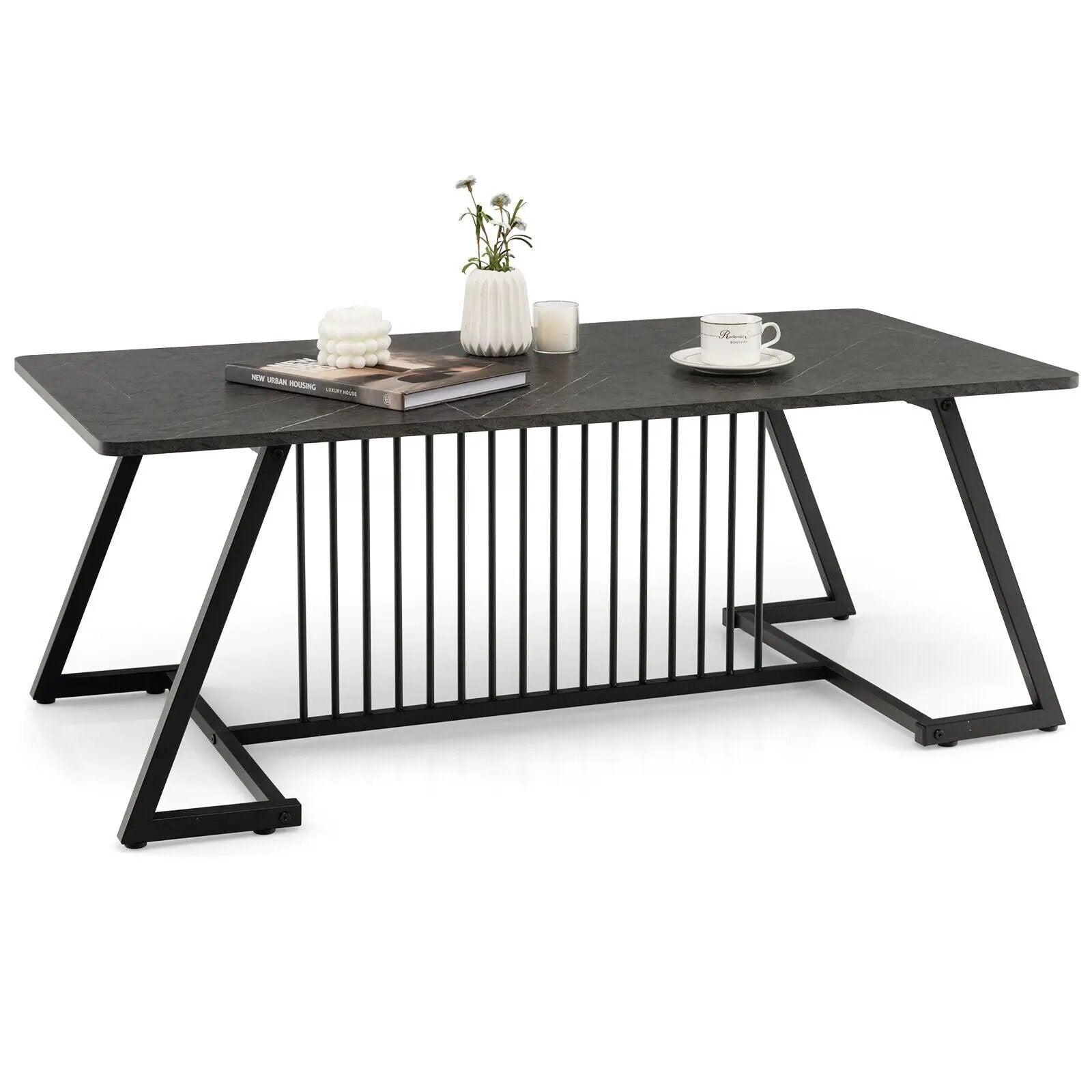48 Inch Modern Style Coffee Table with Spacious Tabletop for Living Room-Black by DirectDeals