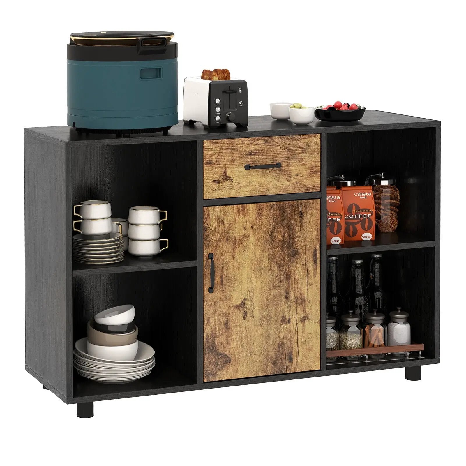 48 Inch Industrial Buffet Sideboard with 4 Open Cubbies by DirectDeals