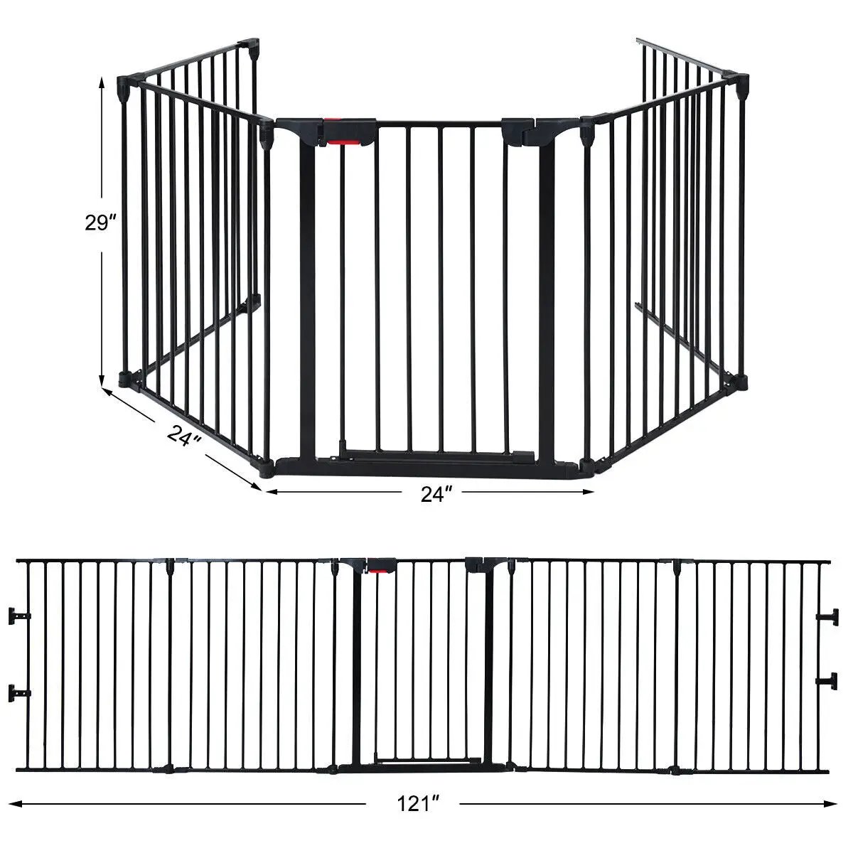 115 Inch Length 5 Panel Adjustable Wide Fireplace Fence by DirectDeals