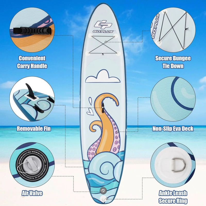 11 ft Inflatable Stand Up Paddle Board Surfboard with Aluminum Paddle Pump by DirectDeals
