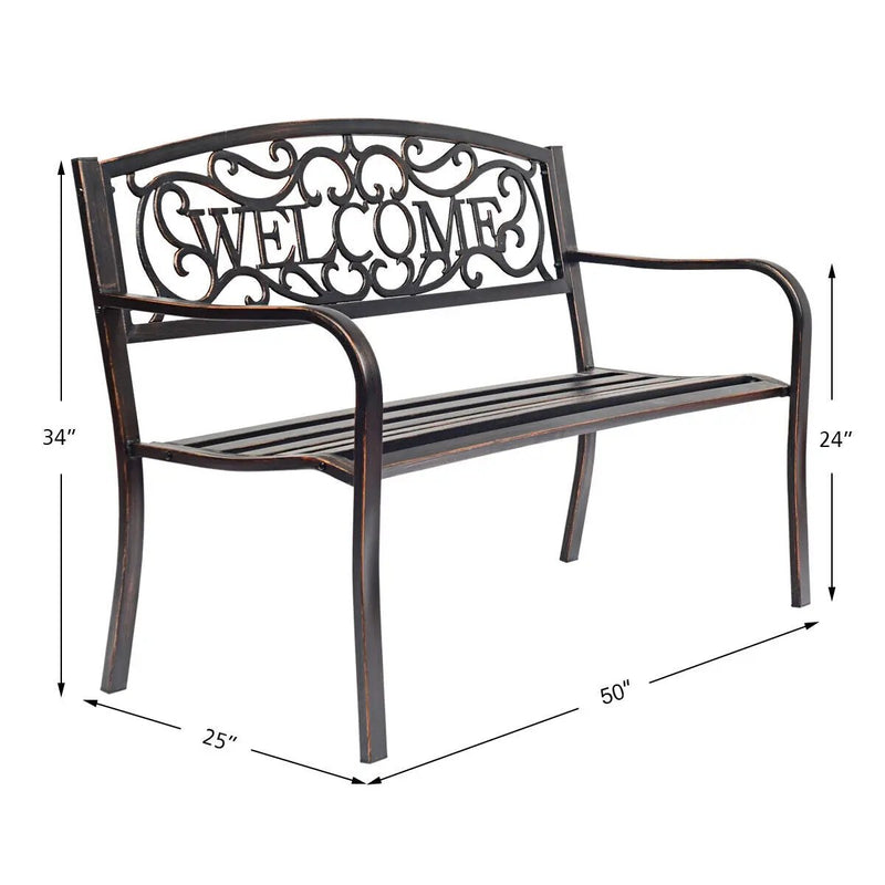 Outdoor Furniture Steel Frame Porch Garden Bench by DirectDeals