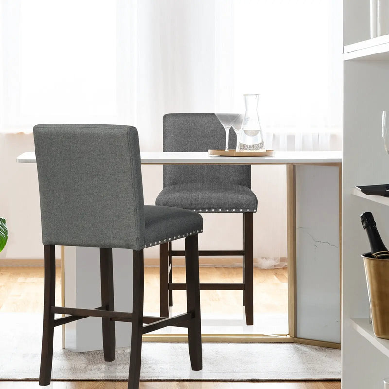Set of 2 Linen Fabric Bar Stools with Back for Kitchen Island by DirectDeals
