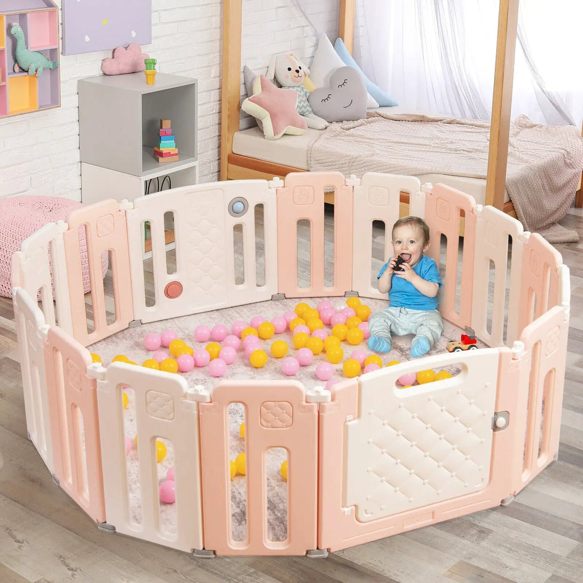 16 Panels Baby Safety Playpen with Drawing Board by DirectDeals