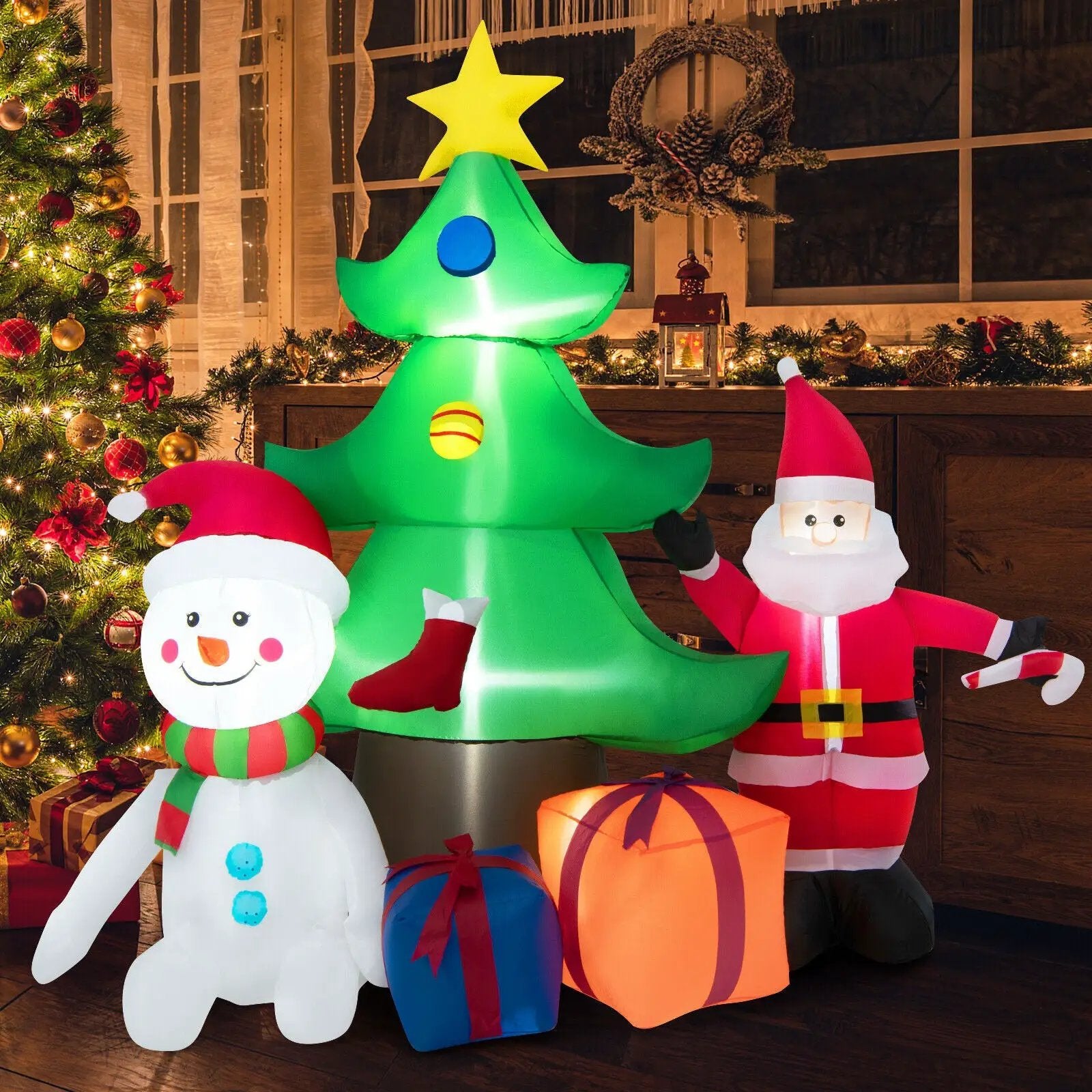7.2 Feet Inflatable Lighted Christmas Decoration Tree with Santa Claus by DirectDeals