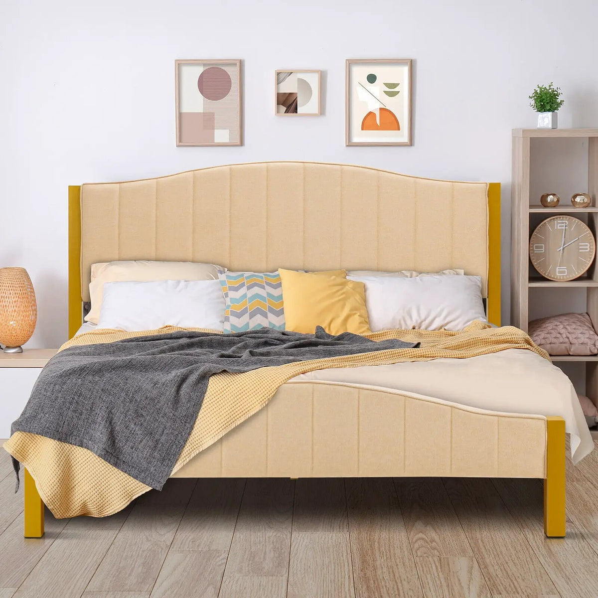 Full/Queen Size Upholstered Bed Frame with Quilted Headboard by DirectDeals