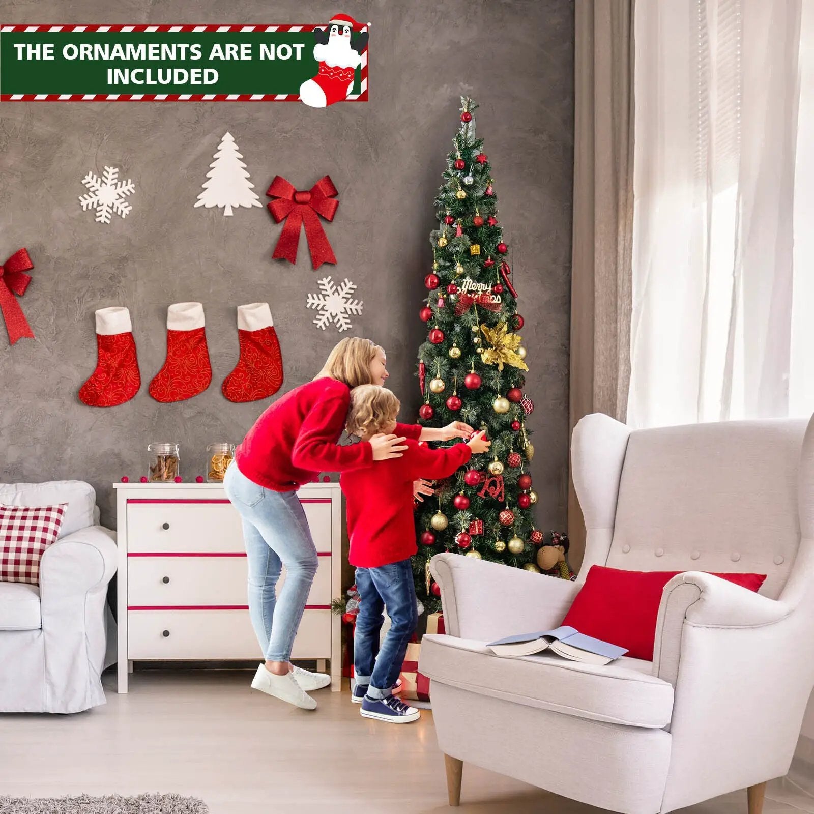 7 Feet Half Christmas Tree with Pine Needles and 150 Lights by DirectDeals