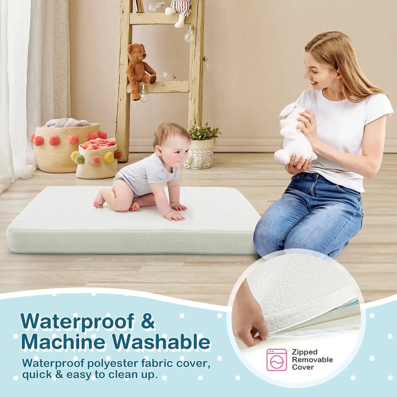38 x 26 Inch Dual Sided Pack and Play Baby Mattress Pad with Removable Washable Cover-White by DirectDeals