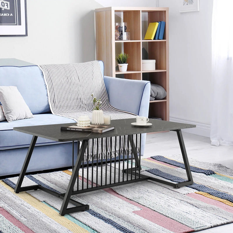 48 Inch Modern Style Coffee Table with Spacious Tabletop for Living Room-Black by DirectDeals
