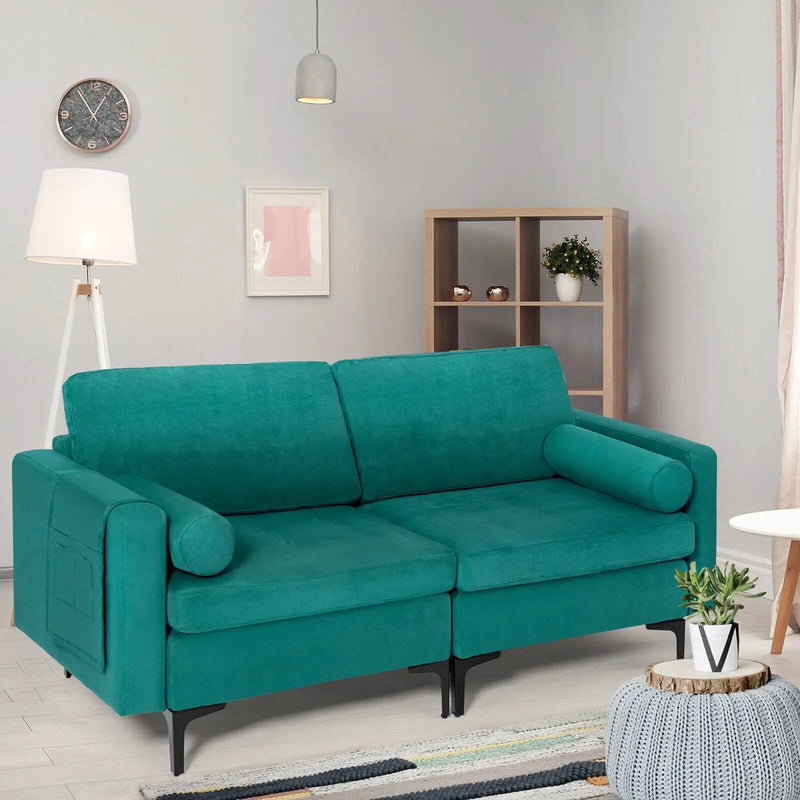Modular 1/2/3/4-Seat L-Shaped Sectional Sofa Couch with Socket USB Port-2-Seat by DirectDeals