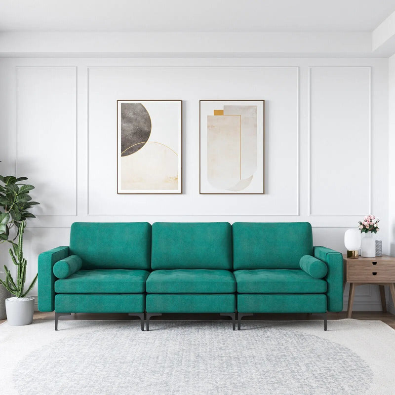 3-Seat Modular Sofa with Storage Pocket and Metal Legs by DirectDeals