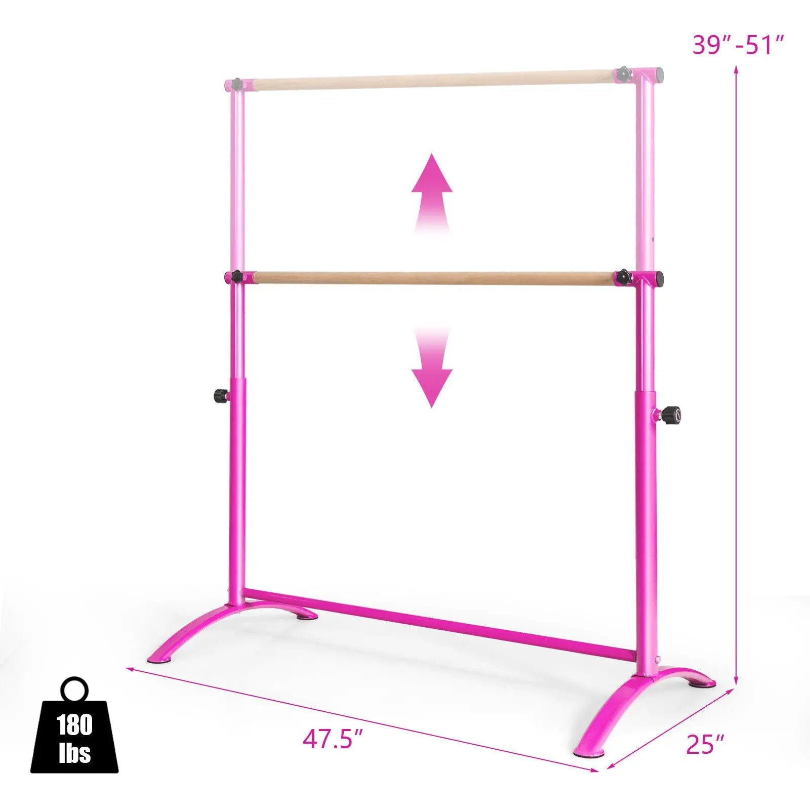 51 Inch Ballet Barre Bar with 4-Position Adjustable Height by DirectDeals
