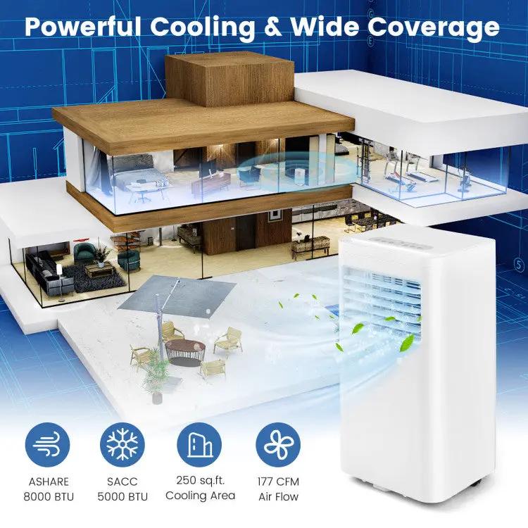 5000 BTU(SACC) Portable Air Conditioner Cools 250 Sq.Ft by DirectDeals