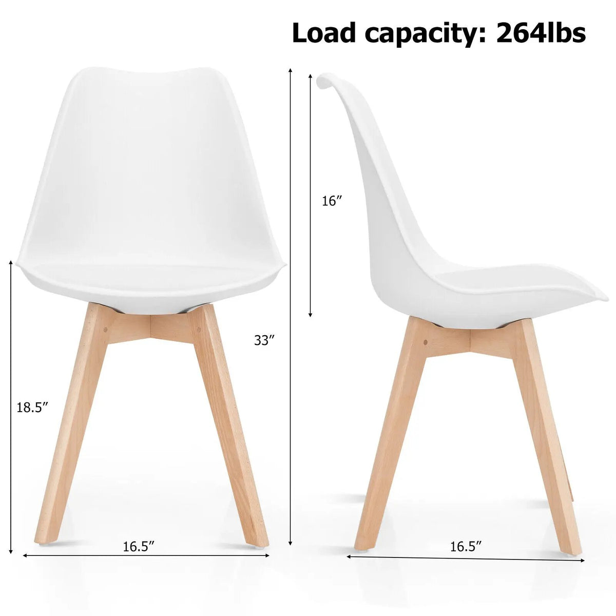 Set of 4 Dining Chairs Mid-Century Modern Shell PU Seat with Wooden Legs by DirectDeals