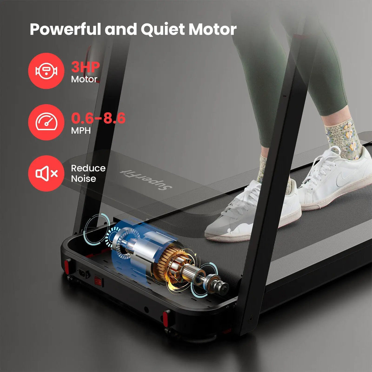 3HP Folding Treadmill with Adjustable Height and APP Control by DirectDeals