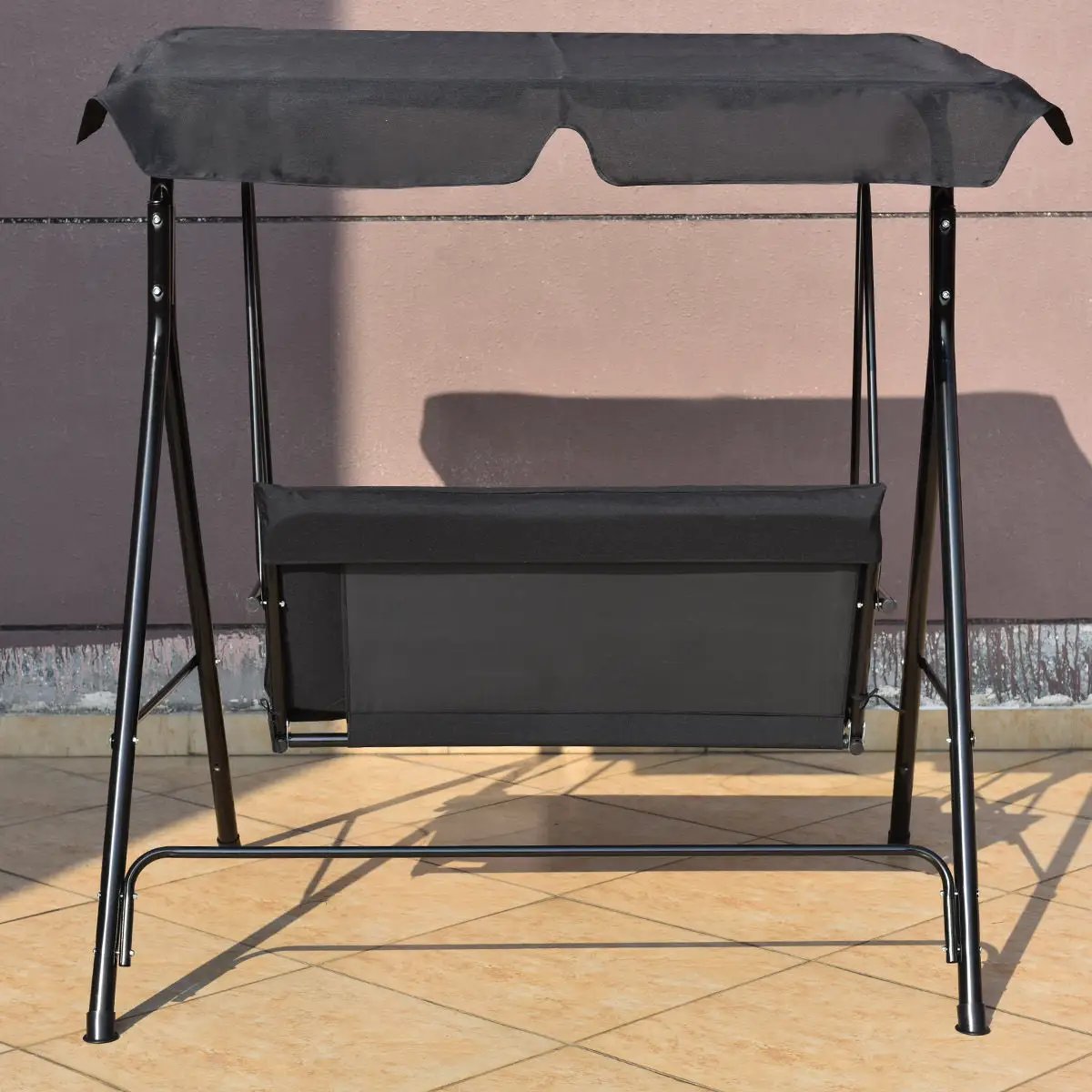 Loveseat Cushioned Patio Steel Frame Swing Glider by DirectDeals
