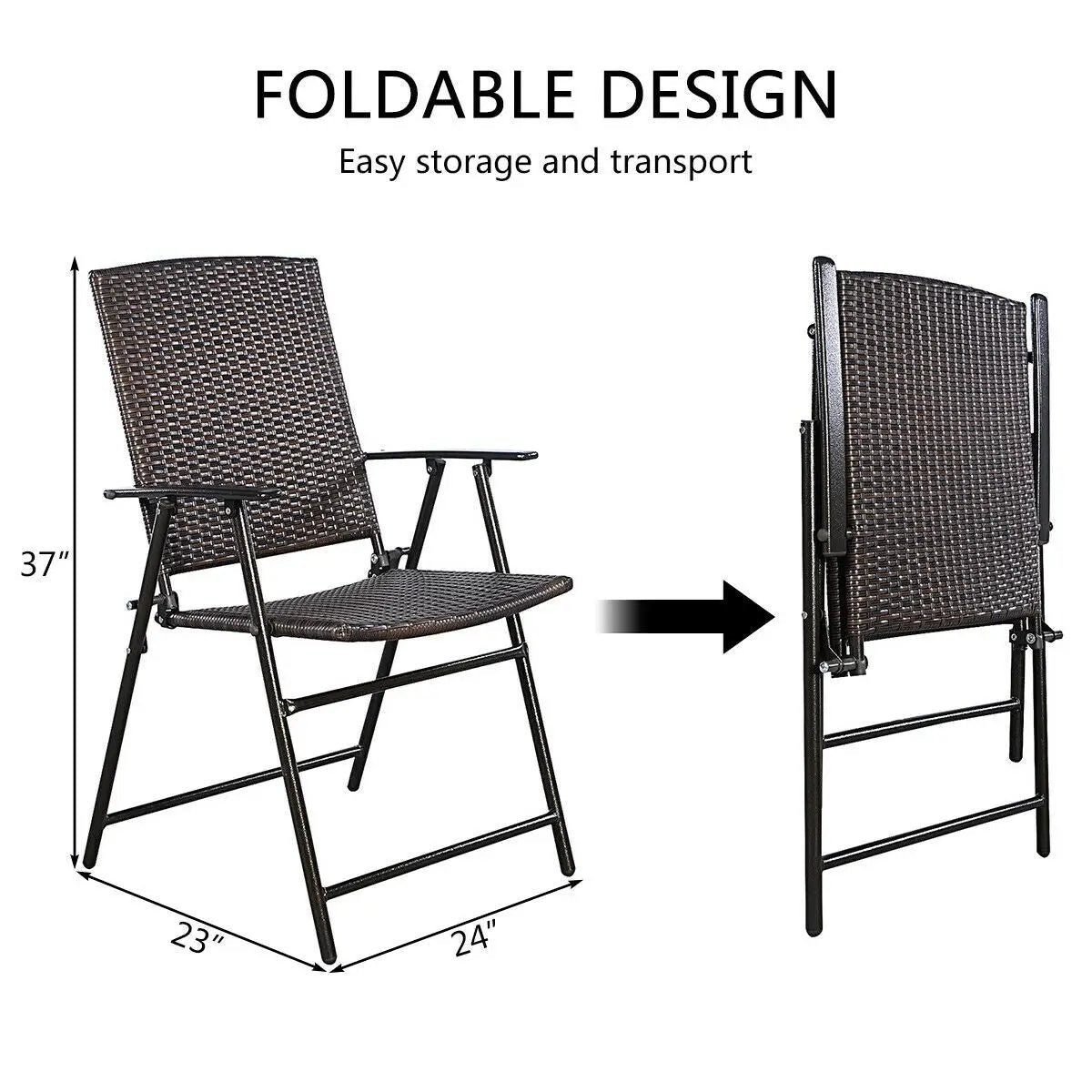 Set of 4 Rattan Folding Chairs by DirectDeals