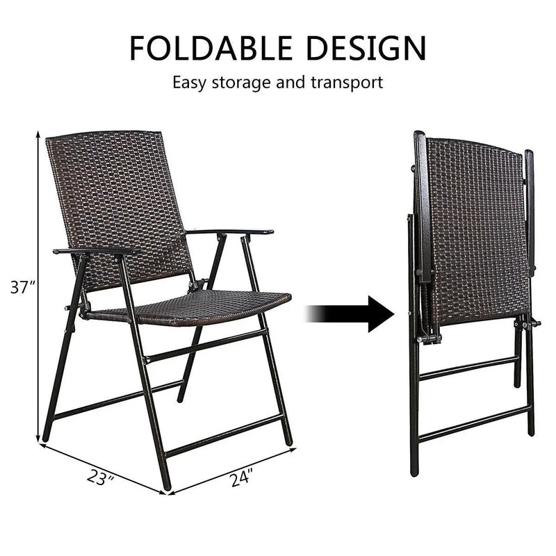 Set of 4 Rattan Folding Chairs by DirectDeals