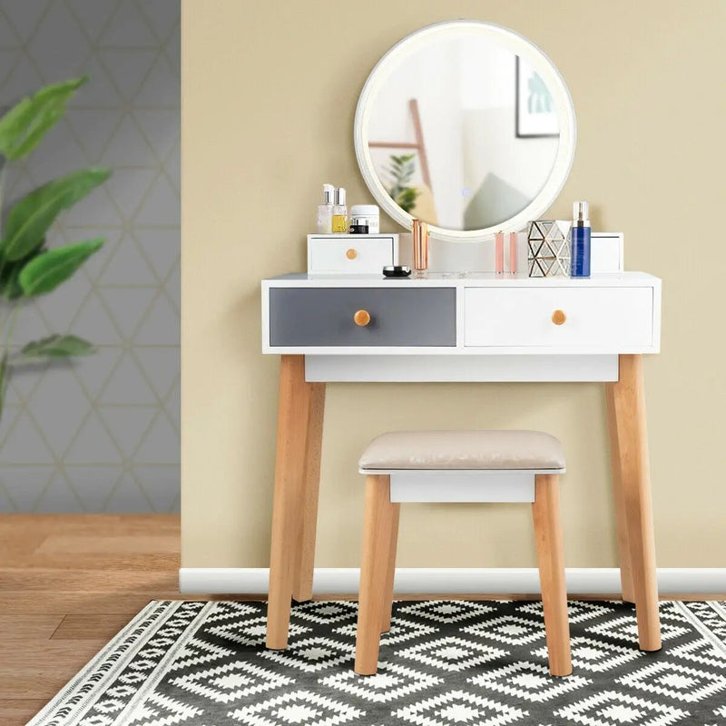 Makeup Dressing Table with 4 Drawers and Lighted Mirror by DirectDeals