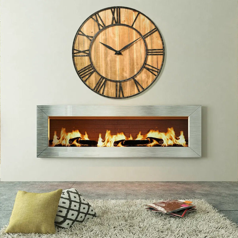 27 Inch Round Wall Clock Decorative Wooden Silent Clock with Battery by DirectDeals