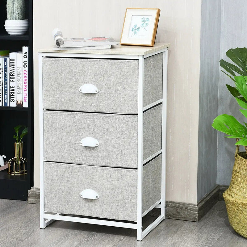 Nightstand Side Table Storage Tower Dresser Chest with 3 Drawers by DirectDeals