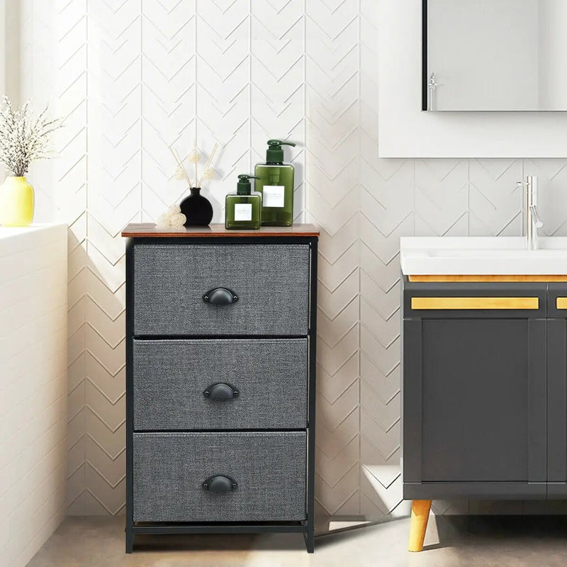 Nightstand Side Table Storage Tower Dresser Chest with 3 Drawers by DirectDeals