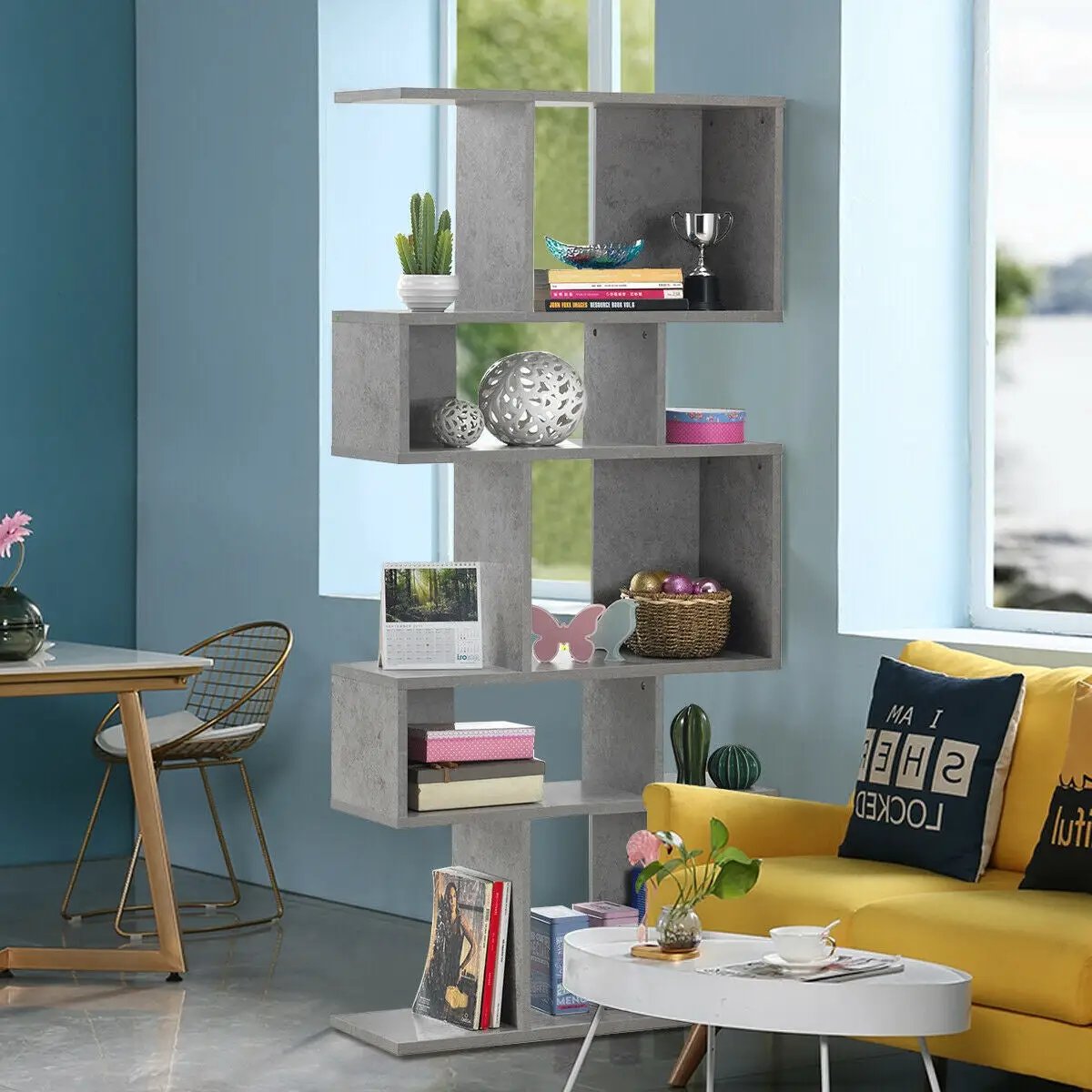 5 Cubes Ladder Shelf Corner Bookshelf Display Rack Bookcase by DirectDeals