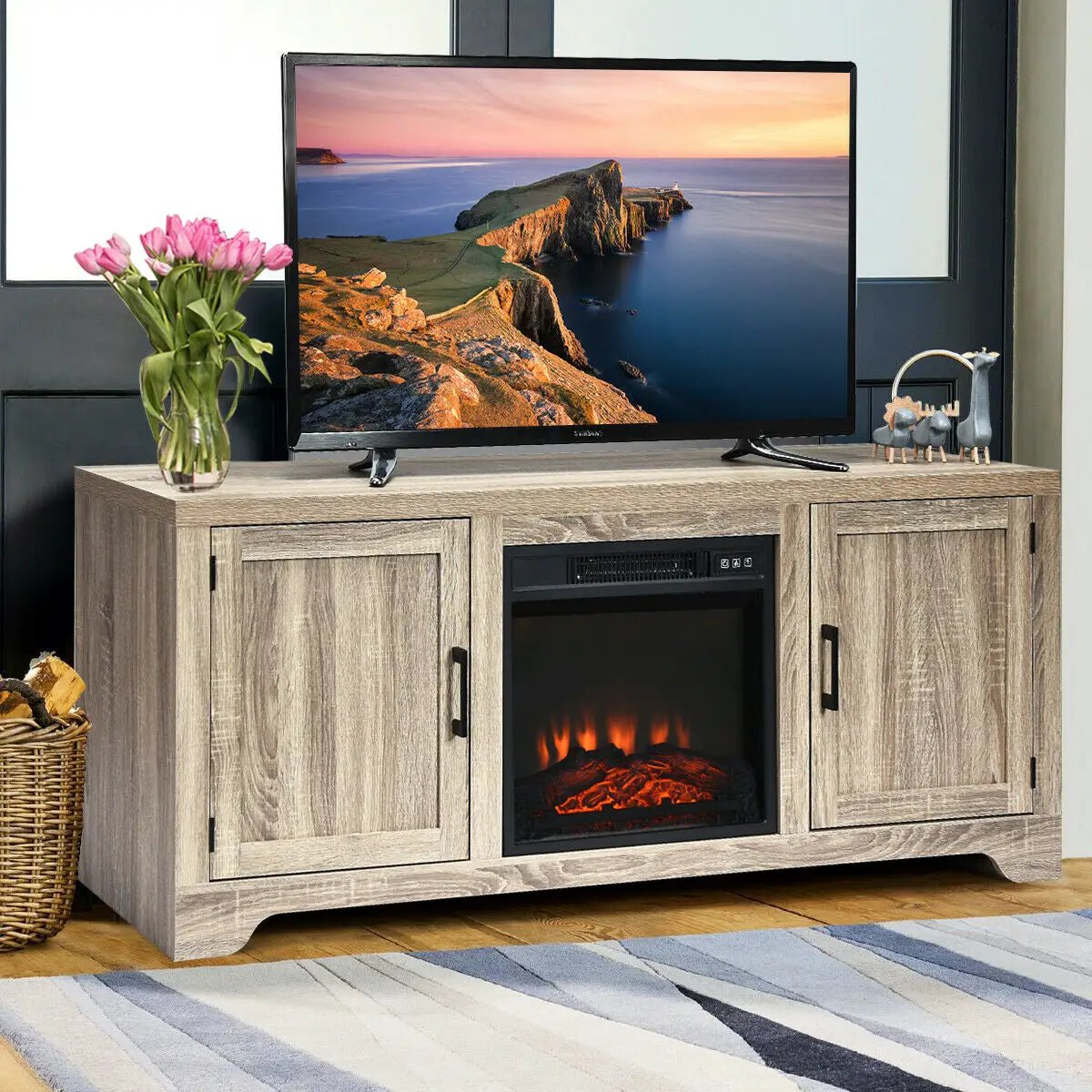 65 Inch Media Component TV Stand with Adjustable Shelves by DirectDeals