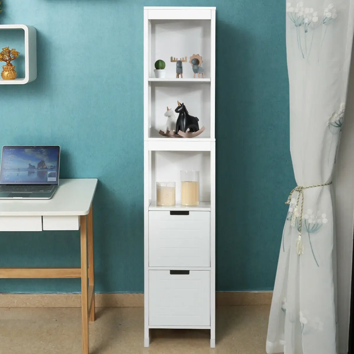 5-Tier Multifunctional Bathroom Floor Cabine Storage with 2 Drawers by DirectDeals