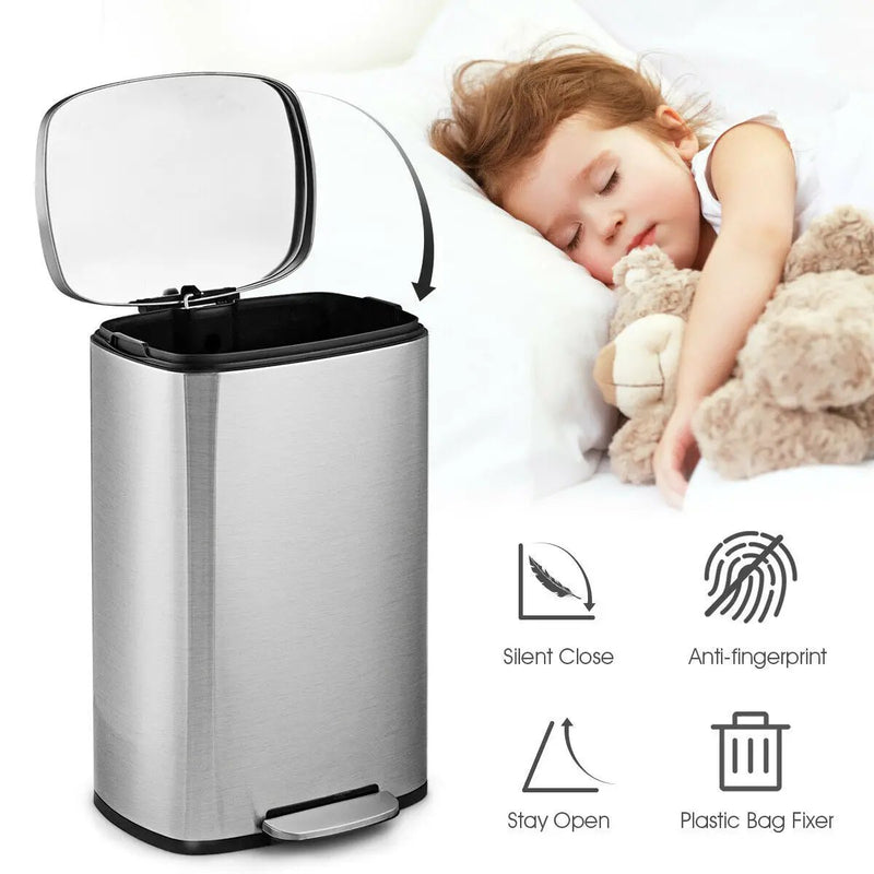13.2 Gallon Stainless Steel Trash Garbage Can with Bucket by DirectDeals
