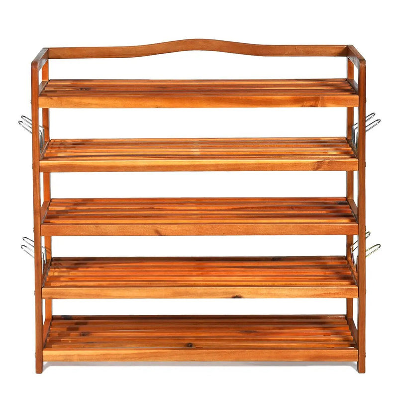 5-Tier Wood Large Shoe Rack Holds up 12-18 Pairs by DirectDeals