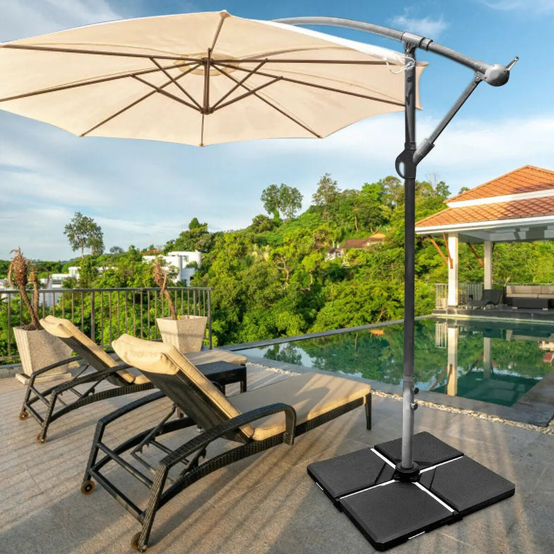 4 Pieces Square Fillable Patio Umbrella Base Set with Handle and Funnel by DirectDeals