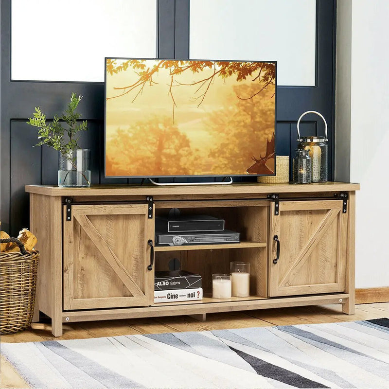 TV Stand Media Center Console Cabinet with Sliding Barn Door by DirectDeals