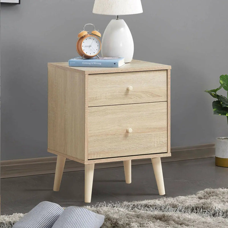 2-Drawer Nightstand Beside End Side Table with Rubber Legs by DirectDeals