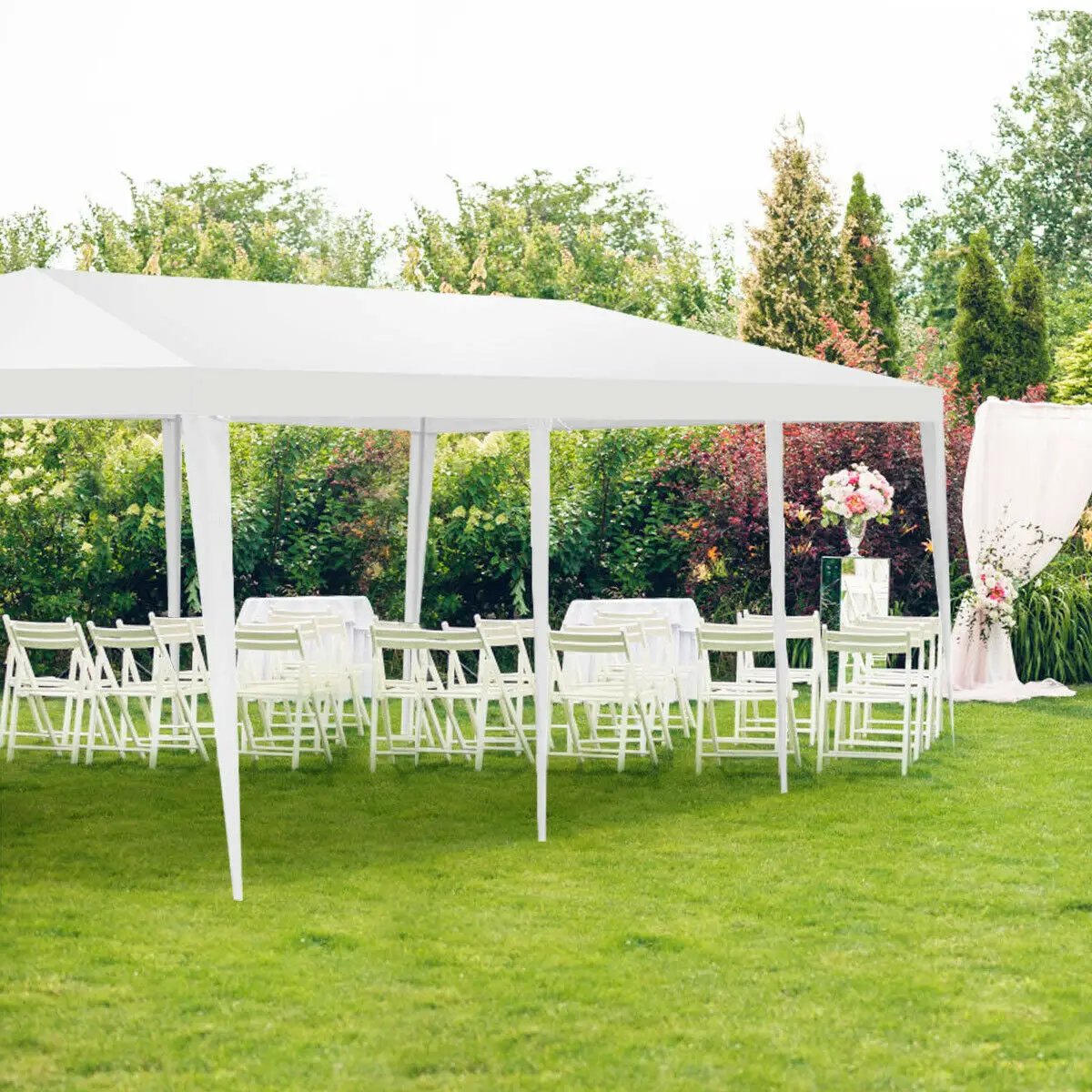 10 x 30 Feet Gazebo Canopy Tent with Connection Stakes and Wind Ropes by DirectDeals