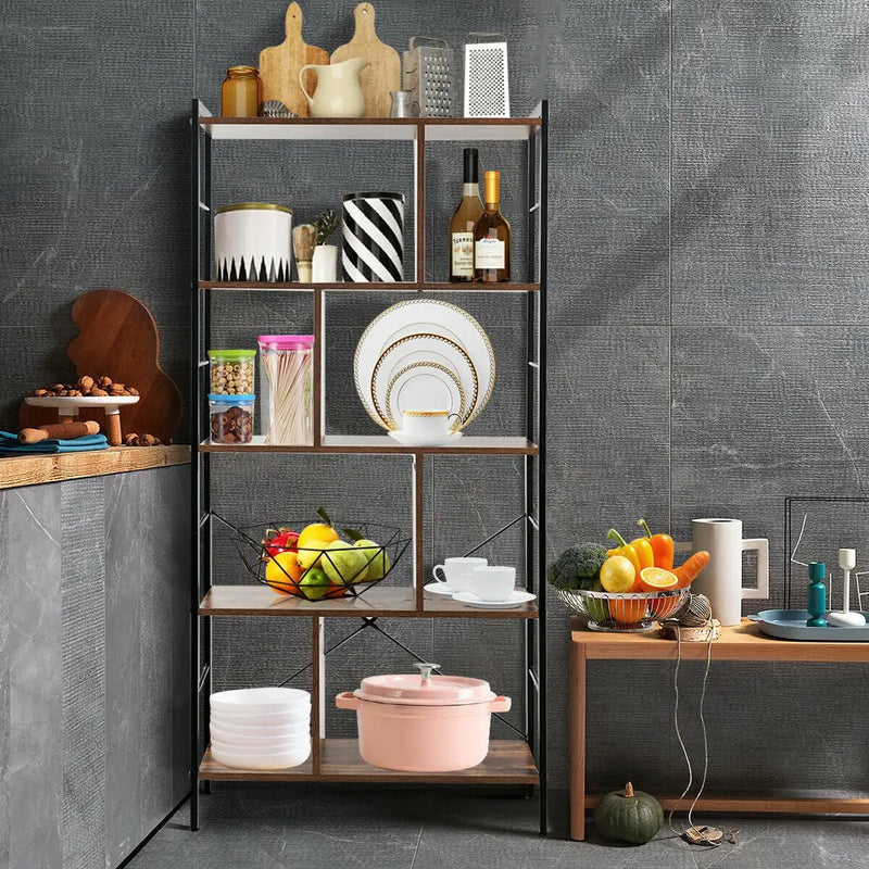 4-Tier Industrial Freestanding Bookshelf with Metal Frame by DirectDeals