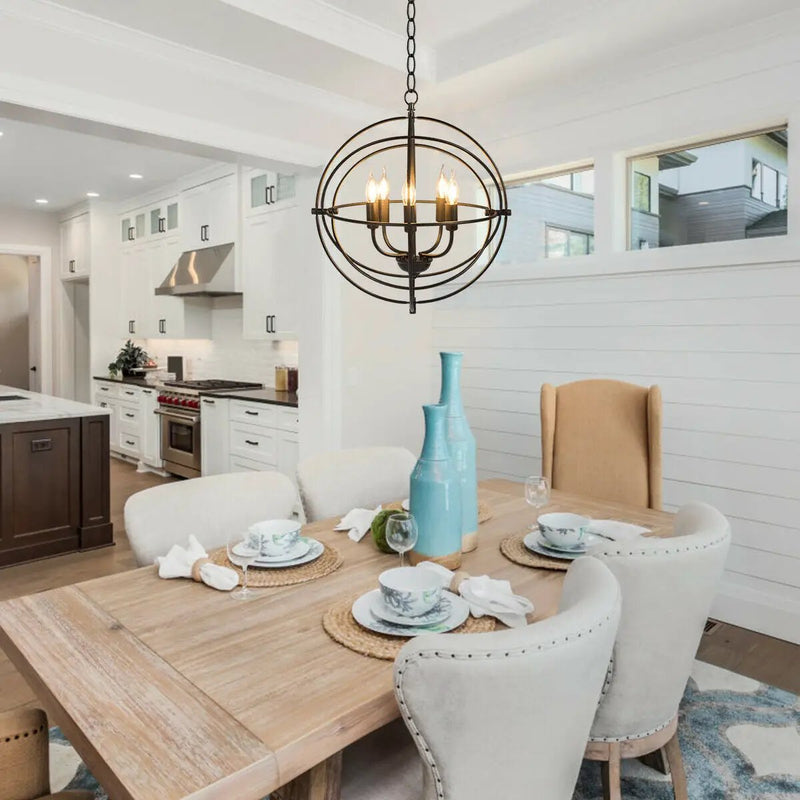 20 Inch 5 Lights Metal Chandelier with Pivoting Interlocking Rings by DirectDeals