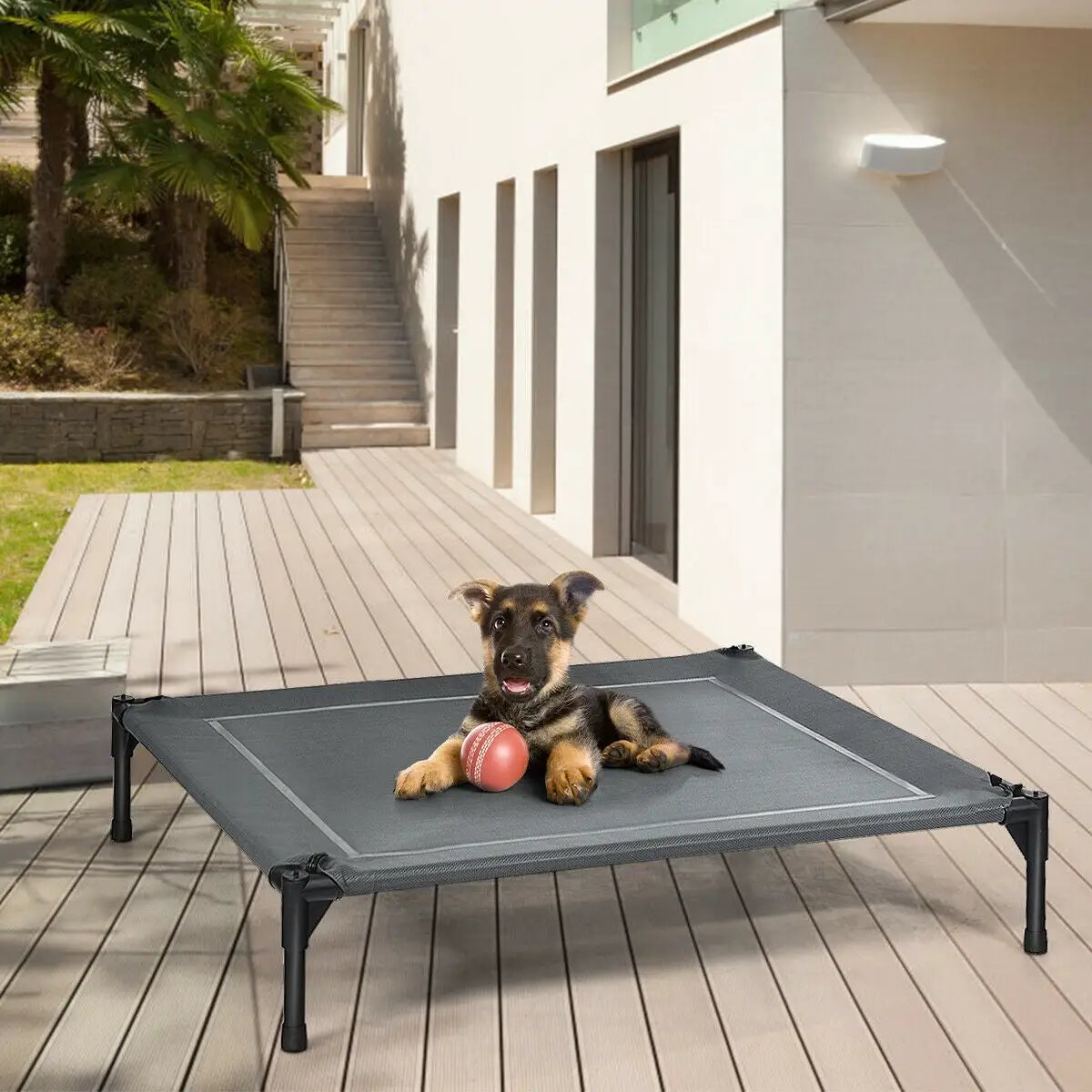 Portable Elevated Outdoor Pet Bed with Removable Canopy Shade by DirectDeals