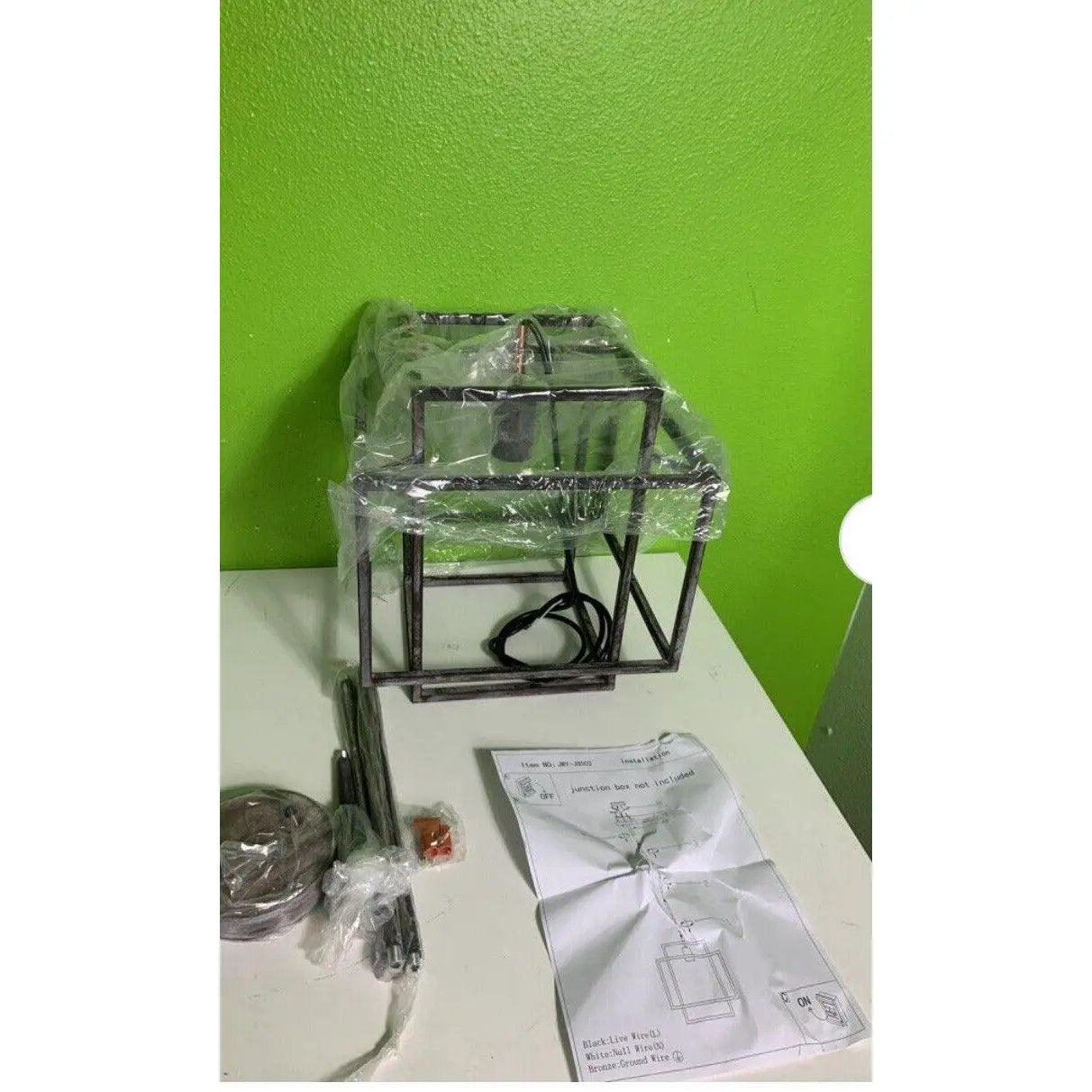 WOCHOS Antique Industrial Metal Farmhouse Chandelier 1-Light Rustic Square by Selzalot