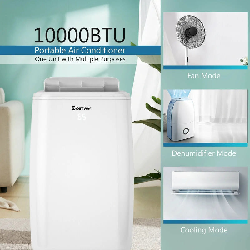 10000 BTU(Ashrae) Portable Air Conditioner with with 3 Modes and Remote Control by DirectDeals
