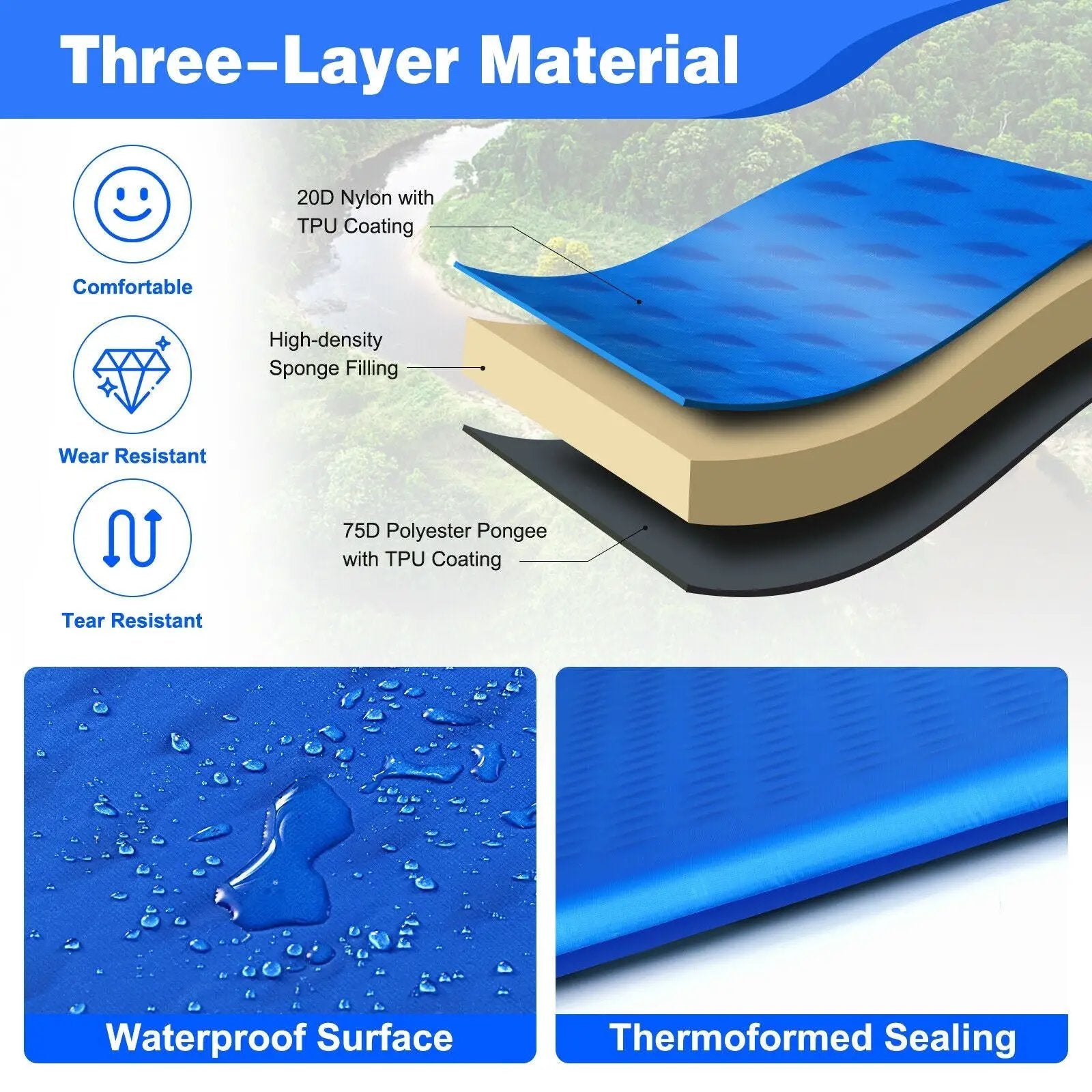 Inflatable Sleeping Pad with Carrying Bag by DirectDeals