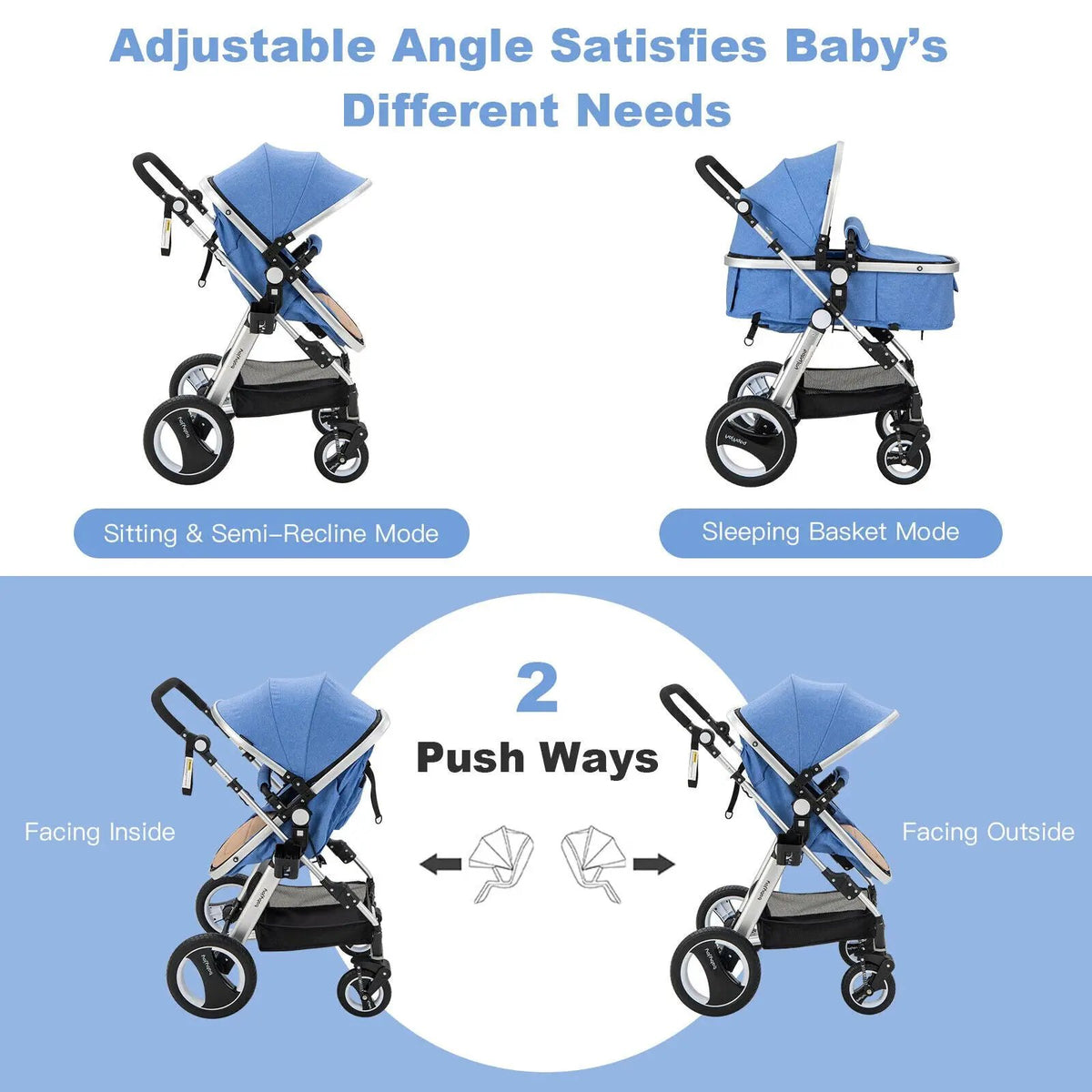 Folding Aluminum Baby Stroller Baby Jogger with Diaper Bag by DirectDeals