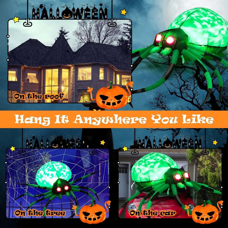 5 Feet Long Halloween Inflatable Creepy Spider with Cobweb and LEDs by DirectDeals