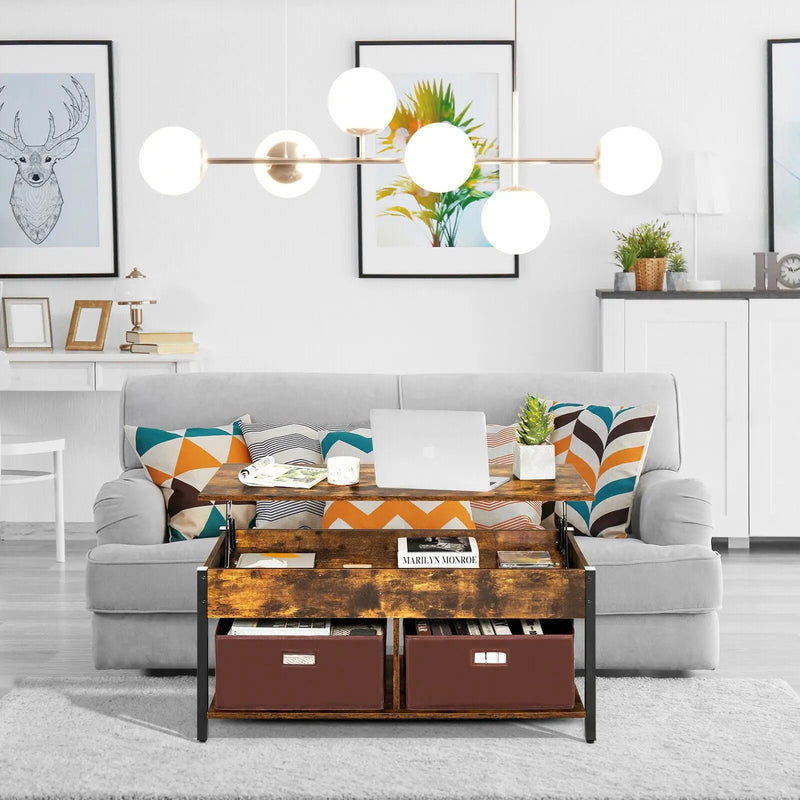 Lift Top Coffee Table Central Table with Drawers and Hidden Compartment for Living Room by DirectDeals
