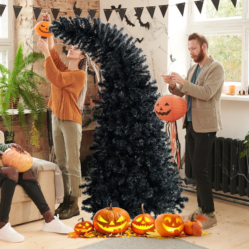 7 Feet Pre-Lit Black Halloween Tree with 8 Flash Modes and 400 Lights by DirectDeals