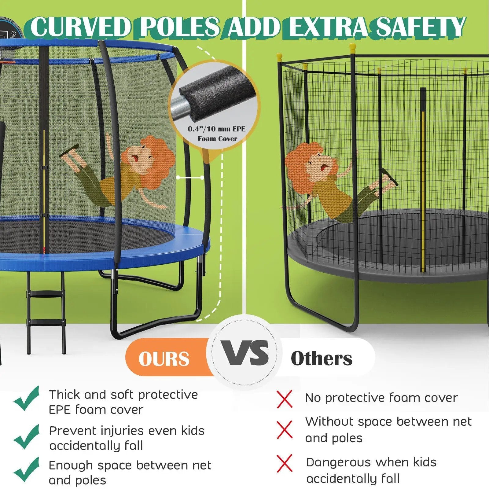 8/10 Feet Recreational Trampoline with Basketball Hoop by DirectDeals