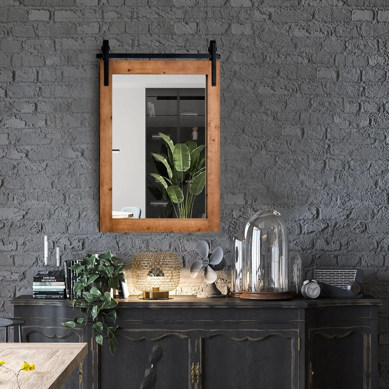30 x 22 Inch Wall Mount Mirror with Wood Frame by DirectDeals